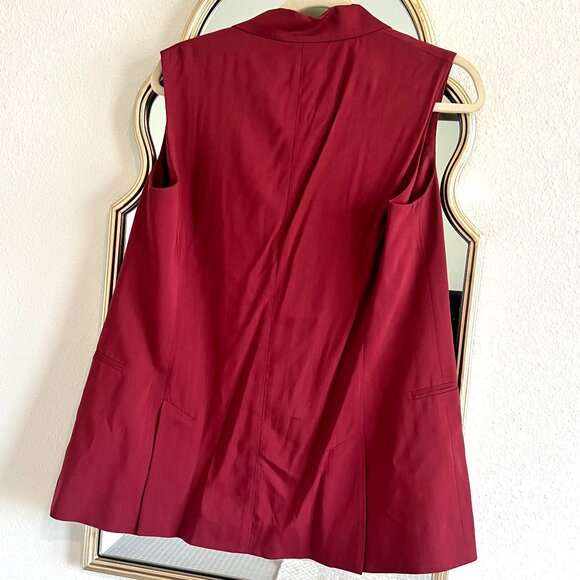 Theory Suit Vest Womens Size 6 Adar Virgin Wool Sleeveless Open Front Red Blazer - Picture 3 of 16